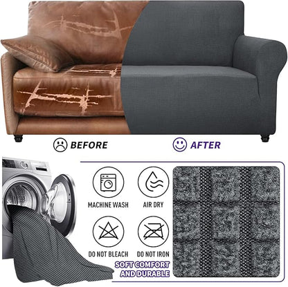 ZNSAYOTX Super Stretch Chair Slipcover Universal Sofa Chair Covers for Living Room Dogs Pet Furniture Protector Spandex Armchair Slipcovers with Anti Slip Foam Sticks (Dark Grey, Chair)