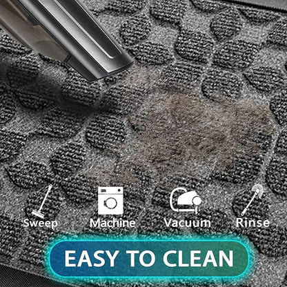 Bulijojo Sturdy Front Entrance Doormats,Durable Heavy Duty Welcome Mat,Thick Absorbent Natural Rubber Non Slip Mat,Easy Clean Entryway Mat 17"x30" Geometric Grey