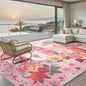 Pink Area Rugs 10x14 Living Room, Non Slip Machine Washable Floral Rugs, Low Pile Lightweight Large Rug for Bedroom, Dining Room, Home Office(10 x 14, Pink Garden)