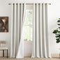 NICETOWN 100% Absolutely Blackout Linen Curtains with Thermal Insulated White Liner, Ivory, W62, 2 Pieces, Noise Reducing Textured Linen Look Curtains for Windows 95 inch Length for Classroom