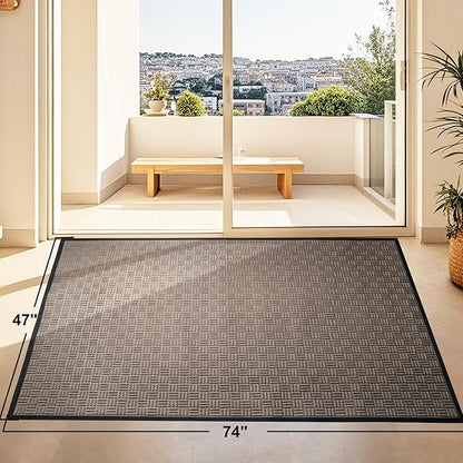 Mibao Front Door Mat, Heavy Duty Durable Welcome Mat for Outdoor Indoor, Dirt Trapper Waterproof Super Absorbent Door Mat for Entryway Outside Patio Porch, 73" x 46", Beige