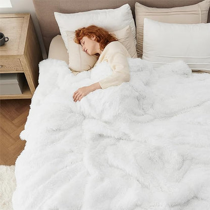 Bedsure GentleSoft Fluffy White King Size Blanket for Bed, Thick Soft Sherpa Faux Fur Fleece Bedding Fuzzy Plush Winter Warm Heavy Large King Blanket, Cozy White Gifts for Men Women, 108x90