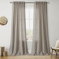 Nanspring 108 Inch Long Curtains for Living Room Grey Beige Linen Simple Modern Light Filtering Semi Sheer Curtain Back Tab Boho Neutral Gray Floor to Ceiling High Window for Bedroom 52x108,2 Panels