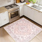 RELEANY Area Rugs Square 4ft Washable Non-Slip, Floral Vintage Distress Print Pattern Medallion Carpet for Living Room Bedroom Dining Room, Pink Greypink Cute