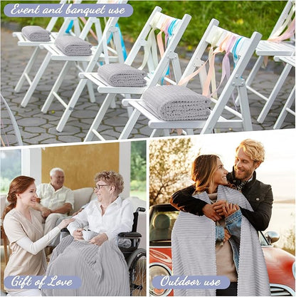 Buryeah 12 Pcs Flannel Throw Blanket Bulk 50 x 60 in Sleepover Blanket Outdoor Wedding Throw Lightweight, Oeko-tex Standard 100 Certified for Sofa Homeless Gifts (Light Gray)