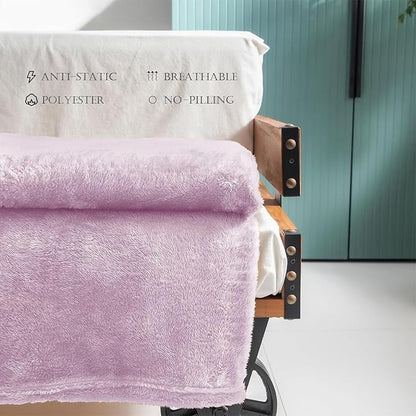 Exclusivo Mezcla Plush Fuzzy Fleece Throw Blanket Extra Large, Super Soft, Fluffy and Warm Blankets for Couch, Bed, All Season (Light Purple, 50x70 inches)