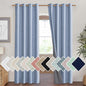 NICETOWN Stone Blue Vintage Linen 100% Blackout Curtains for Living Room, Thermal Insulated Curtains 84“ Long, Noise Reducing Window Treatment Drapes for Hall Room, 52" Wide Per Panel, Set of 2