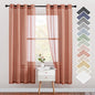 NICETOWN Open Linen Weave Linen Burlap Window Curtains, 72 inches Medium Long Privacy Semi-Transparent Sheer Panels for Farmhouse/Bedroom, Terracotta=Burnt Orange, 104" Wide Total 2 Panels