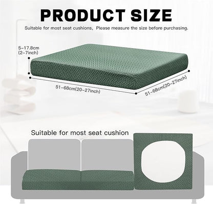 8Pcs Outdoor Cushion Covers, Patio Cushion Covers,Stretch Elastic Slipcovers, Replacement Washable Furniture Protector for Patio Couch,Thick Jacquard Textured Twill Fabric(Matcha Green,Cover Only)