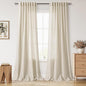 Nanspring Birch Beige Curtains 90 Inches Long for Living Room Linen Light Filtering Semi Sheer Curtain Back Tab Rod Pocket Modern Farmhouse Decor Elegant Coastal Drapes for Bedroom 52x90, 2 Panels