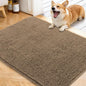 OLANLY Dog Door Mat for Muddy Paws 40x32, Absorbs Moisture and Dirt, Absorbent Non-Slip Washable Doormat, Quick Dry Chenille Mud Mat for Dogs, Entry Indoor Entryway Carpet for Inside Floor, Tan