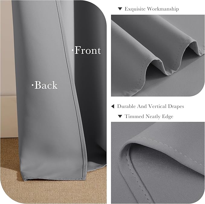 Pony Dance Blackout Curtains Thermal Insulated Window Treatment Panels Room Darkening Shade Drapes for Living Room Back Tab/Rod Pocket Bedroom Draperies, 55 x 120 Inch, Silver Grey, 2 Panels