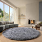 ONASAR Grey Round Rugs 8ft for Living Room, Fluffy Bedroom Circle Area Rug, Soft Plush Shaggy Carpet for Kids Girls Boys Teen Nursery Dorm Classroom Playroom Home Decor Aesthetic