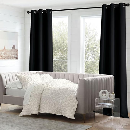 NICETOWN Black Out Curtains 63 inches Long, Grommet Blackout Window Treatment Thermal Insulated Solid Room Darkening Drapes for Bedroom/Kitchen, 2 Panels, W40 x L63