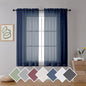 OVZME Navy Blue Sheer Curtains 2 Panels with Dual Rod Pocket, Light Filtering Treatment Window Drapes for Kitchen Dining Room, Bedroom, Each 42 Width by 63 Length.