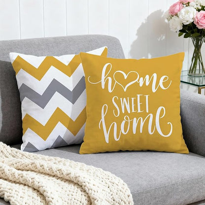 Hexagram Geometric Yellow Pillow Covers 20x20 Set of 4, Decorative Outdoor Boho Modern Throw Pillow Covers, Home Sweet Home Farmhouse Cushion Case for Couch Sofa Bedroom Indoor Decor(No Insert)