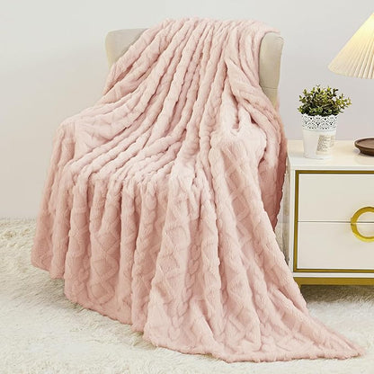 Aganear Blanket Queen Size - Fuzzy Cozy Sof Blanket for Couch, Sofa, Bed, Office, Decorative Present for All Seasons, Portable Throw Blankets for Couch, Sofa, Bed(90"x90", Pink)