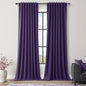 Guken 100% Blackout Curtains 90 Inch Length 2 Panels Set for Living Room Bedroom Back Tab Thermal Insulated Black Out Linen Drapes Room Darkening New Purple,52x90