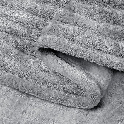 BEDELITE Fleece Blanket King Size – 3D Ribbed Jacquard Soft and Warm Decorative Fuzzy Blankets – Cozy, Fluffy, Plush Lightweight Throw Blankets for Couch, Bed, Sofa(Grey, 108x90 inches)