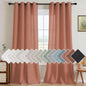 H.VERSAILTEX Linen Curtains Home Decorative Nickel Grommet Curtains Privacy Added Energy Saving Light Filtering Window Treatments Semi Sheer Draperies for Bedroom, Terracotta, 2 Panels, 52 x 84 - Inch