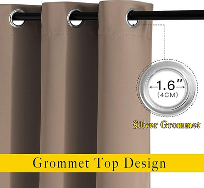 NICETOWN Bedroom Blackout Curtains and Drapes - Window Treatment Thermal Insulated Solid Grommet Blackout Draperies for Bedroom (Set of 2 Panels, 52 by 63 Inch, Cappuccino)