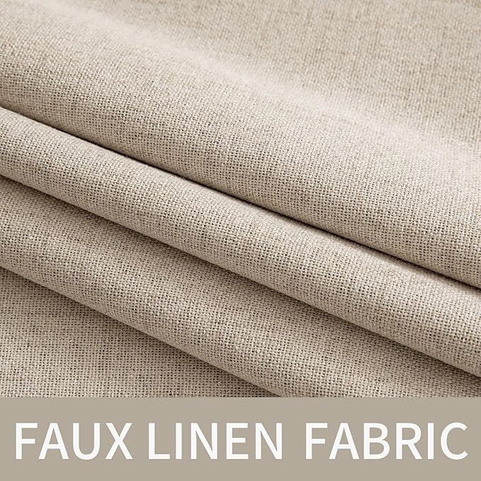 MIULEE Linen Textured Curtains Solid 100% Blackout for Bedroom Thermal Insulated Taupe Grommet Room Darkening Curtains & Drapes Luxury Decor for Living Room Nursery 52 x 72 Inch (2 Panels)