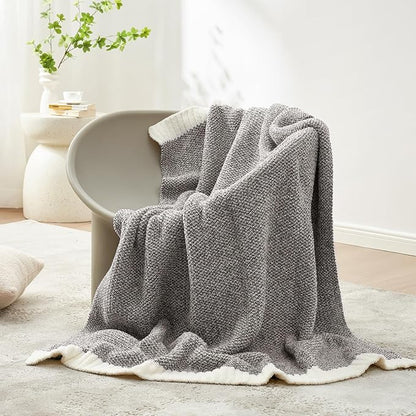 Snuggle Sac Grey Throw, Super Soft Warm Oversized Fuzzy Plush Blanket, Dark Grey, 50x70 inches