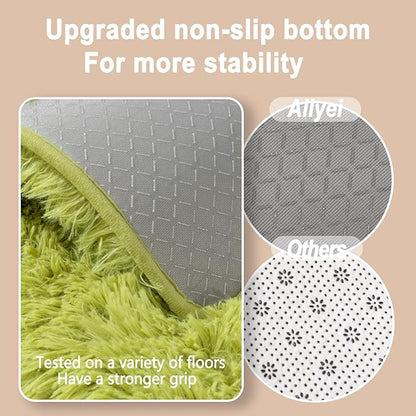 Soft Runner Rugs for Bedroom Hallways, 2x6 Grass Green Fluffy Shag Throw Area Rug Non Slip for Bedside Dorm, Long Shaggy Furry Carpet for Nursery Living Room