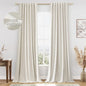 Guken Cream 100% Blackout Linen Curtains 90 Inch Length 2 Panels Set for Living Room Bedroom Back Tab Thermal Insulated Black Out Drapes Room Darkening Farmhouse Style Window Curtains 52x90