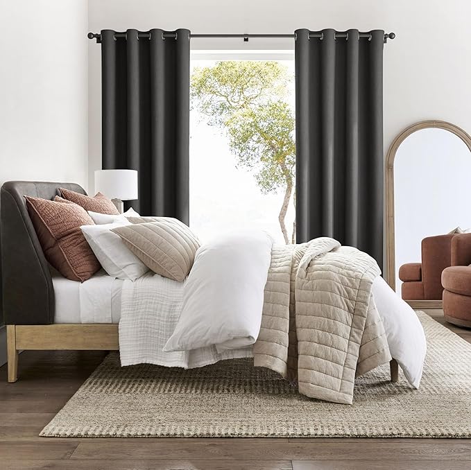 NICETOWN Room Darkening Draperies Curtains Panels, 2 Panels Grey W52 x L84