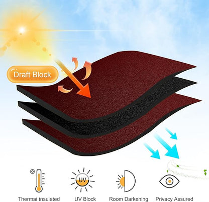 RYB HOME Short Blackout Curtains for Bedroom, Room Darkening Insulated Summer Heat Light UV Blocking Energy Saving Drapes for Nursery, Width 34 by Length 45, Burgundy Red, Set of 2