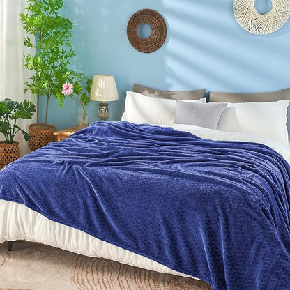 inhand Royal Blue Throw Blanket, Super Soft Fuzzy Blanket for Couch Sofa Bed Office, Cozy Plush Fleece Blanket Throw Size, Washable Lightweight Flannel Blankets Throw for All Season, 50x60 Inches
