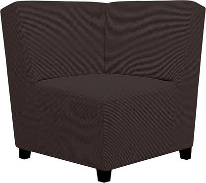 Easy-Going Stretch Sectional Corner Sofa Slipcover 1-Piece Couch Sofa Cover Furniture Protector Soft with Elastic Bottom for Kids, Pet, Spandex Jacquard Fabric Chocolate