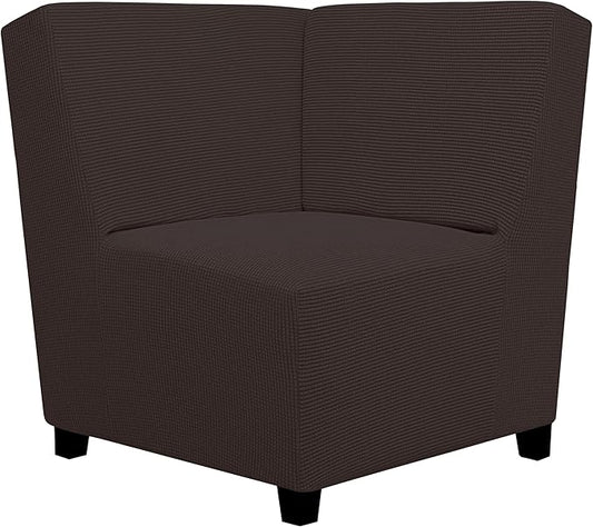 Easy-Going Stretch Sectional Corner Sofa Slipcover 1-Piece Couch Sofa Cover Furniture Protector Soft with Elastic Bottom for Kids, Pet, Spandex Jacquard Fabric Chocolate