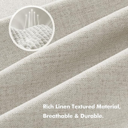 MIULEE 100% Blackout Linen Curtains for Bedroom, Light Cream Solid Luxury Decor Thermal Insulation Room Darkening Drapes for Living Room Nursery Back Tab Rod Pocket 42 x 90 Inches, 2 Panels