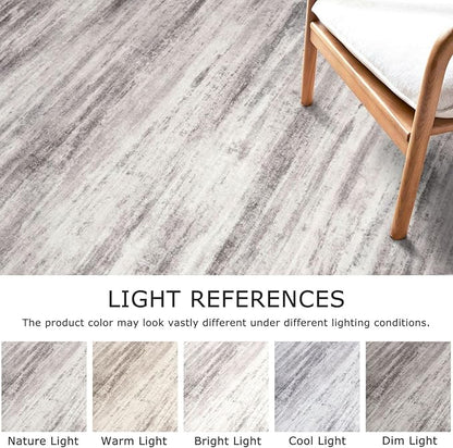 KOZYFLY Modern Abstract Hallway Runner, 2x10 Washable Rug Non-Slip Soft Striped Kitchen Runner Rug, Grey/Light Beige/Brown Print Carpet Runner for Entryway Bathroom