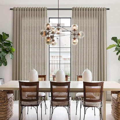 Extra Long Mocha Curtains 2 Panels 102 Inches Long for Living Room Back Tab Rod Pocket Light Filtering Semi Sheer Drapes Cotton Linen Textured Window Curtain 102 Inch Length for Bedroom 9 FT