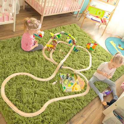 LOCHAS Ultra Soft Indoor Modern Area Rugs Fluffy Living Room Carpets for Children Bedroom Home Decor Nursery Rug 6x9 Feet, Green