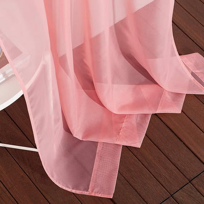 NICETOWN Coral Sheer Curtains L63 inches - Grommet Lightweight Gauzy Textured Sheer Panels Window Treatment for Girl/Daughter's Bedroom (W54 x L63, Coral, 2 PCs)
