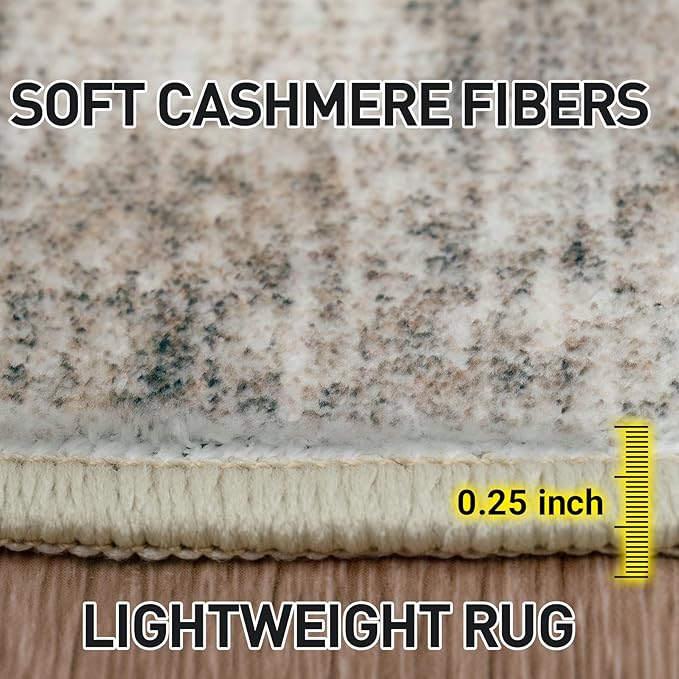 2'6''x8' Runner Rugs Washable Rug: Modern Abstract Living Room Rug Soft Anti-Skid Thin Carpet Indoor Floor Non-Shedding Carpets for Bedroom Dining Room Farmhouse Nursery Home Office Brown Black