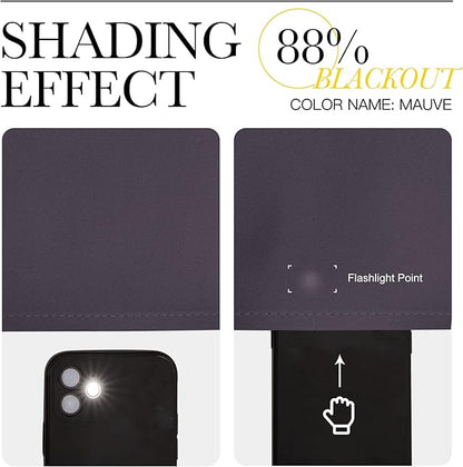 NICETOWN Bedroom Curtains Blackout Drapery Panels, 2 Panels, 70 x 72 inches, Greyish Purple, Three Pass Microfiber Thermal Insulated Solid Ring Top Blackout Window Curtains/Drapes