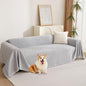 MYSKY HOME Couch Cover for Pets Light Grey Couch Covers for 2 Cushion Couch Sofa Simple Tassel Sofa Covers for Loveseat L Shaped Chenille Couch Cushion Covers for Dogs Kids Easy Install,91" X118"