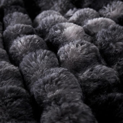 COOVA Faux Fur Throw Blanket for Couch, Cozy Soft and Fuzzy Plush Rabbit Fur Bubble Blanket for Sofa Bedroom Living Room, 60x80 Inches Tie Dye Black