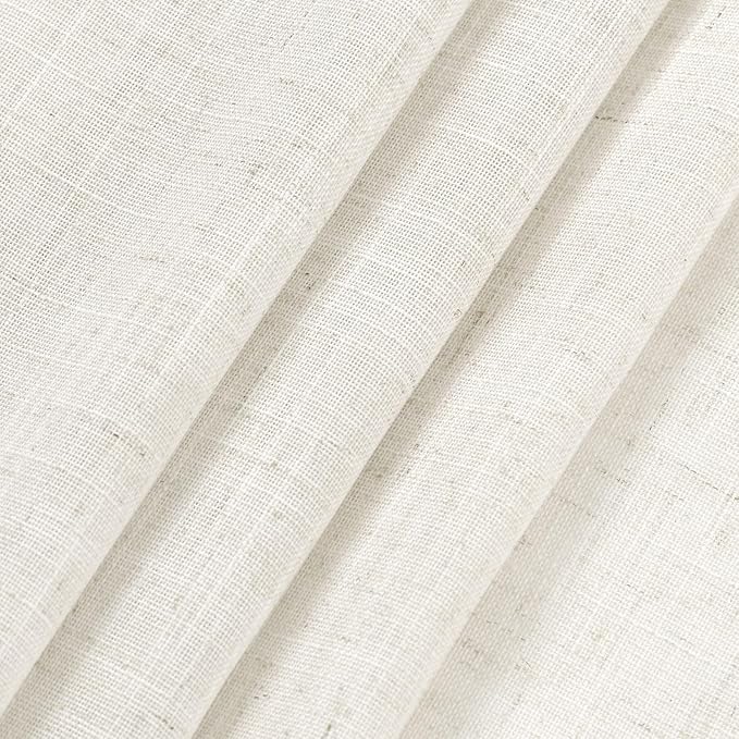 Nanspring Natural Linen Curtains 45 Inch Length Back Tab Pocket Design Semi Sheer Curtains 2 Panel Set for Kitchen Bathroom Small Windows Cottage Farmhouse Decor 40x45 Inches