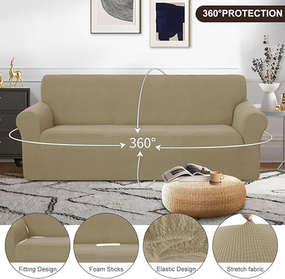 U-NICE HOME Stretch Couch Cover Sofa Cover Sofa Slipcover Furniture Protector for 3 Cushion Couch Sofa Pet Friendly(Sofa, Sand)
