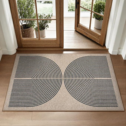 Lahome Enfys Rainbow Easy Jute Rug, 2x3 Farmhouse Kitchen Rugs Non Slip Washable Entryway Rug, Neutral Non Slip Non Shedding Low Pile Indoor Outdoor Door Mats for Porch Foyer