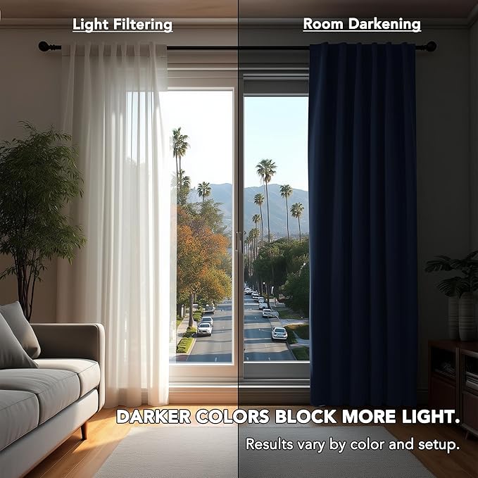 Deconovo Blackout Curtains, Thermal Insulated, W70 x L108 2 Panels, Back Tab, Machine Washable, Room-Darkening Drapes for Bedroom/Living Room Navy Blue