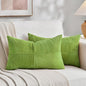 Fancy Homi Set of 2 Lime Green Long Lumbar Decorative Throw Pillow Covers 12x24 Inch for Couch Bed Sofa, Modern Farmhouse Boho Home Decor, Soft Striped Corduroy Rectangle Accent Cushion Case 30x60 cm