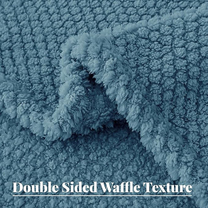 Whale Flotilla King Size Fuzzy Fleece Blanket, Fluffy Warm Soft Jacquard Bed Blankets for All Season, Lightweight and Cozy, 90x104 Inch, Slate Blue