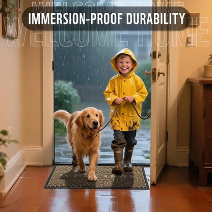 Yimobra Welcome Mat Outdoor Indoor 29.5x17, All-Weather Waterproof Outdoor Mats for Front Door, Non-Slip Low Profile Porch Patio Doormat, Coffee